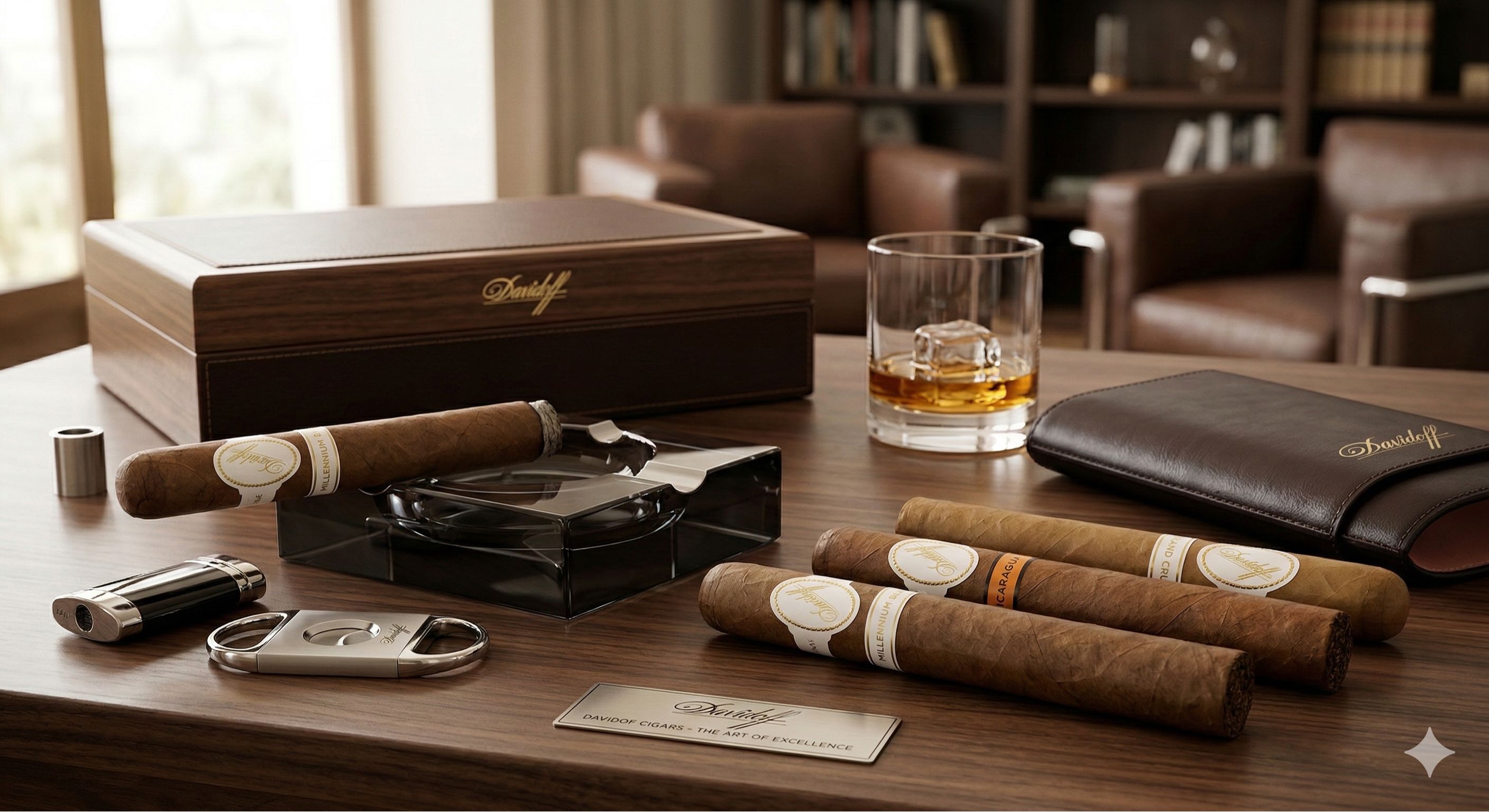 Authentic Davidoff premium cigar with signature white label band luxury cigar brand