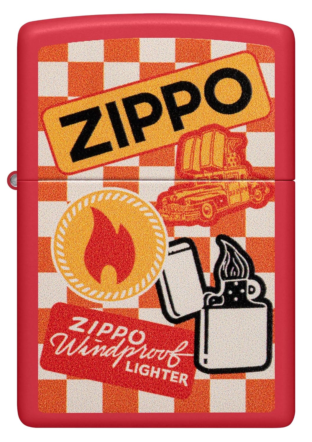 Retro Pattern / Retro Zippo Design Windproof Lighter (Red Matte)