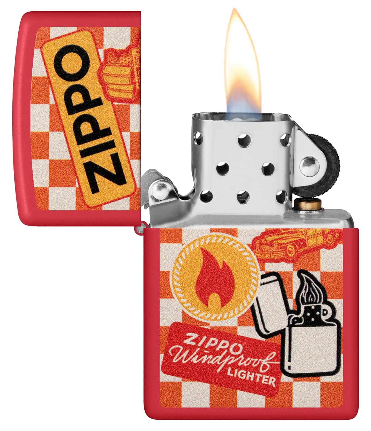 Retro Pattern / Retro Zippo Design Windproof Lighter (Red Matte)