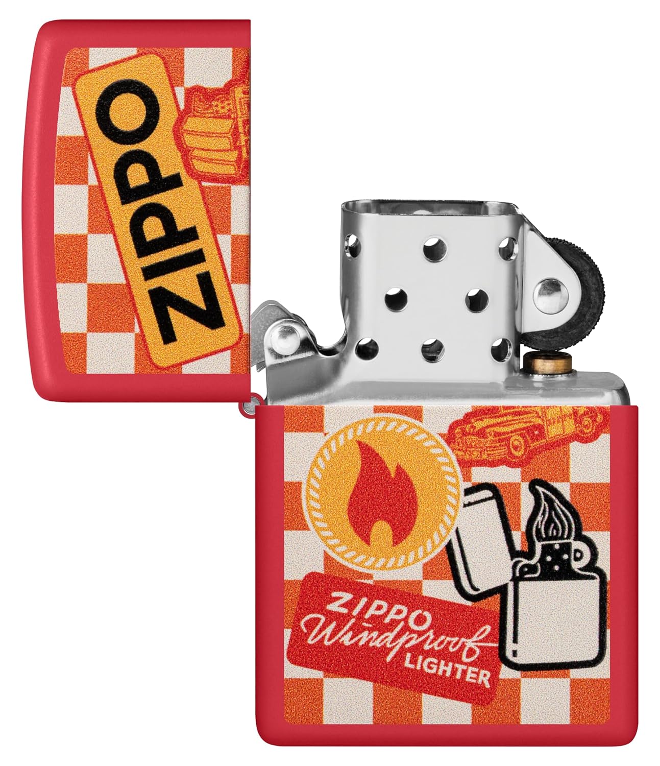 Retro Pattern / Retro Zippo Design Windproof Lighter (Red Matte)