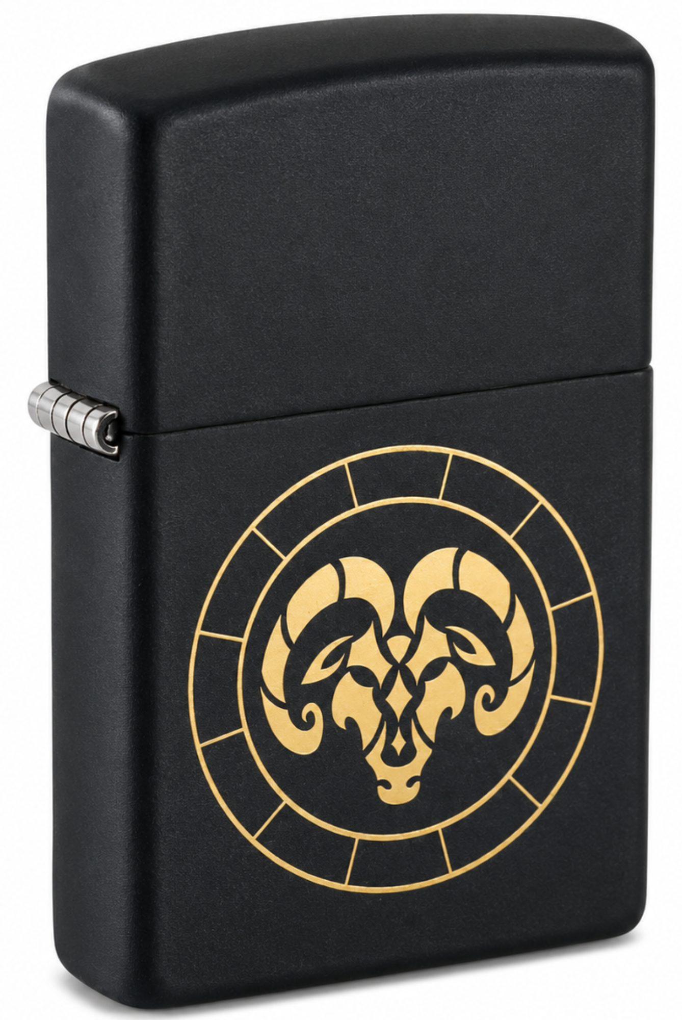 Aries Zodiac Sign Design Black Matte Windproof Lighter
