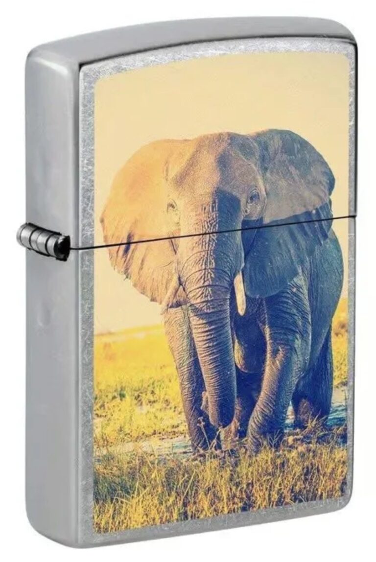 Elephant Design Street Chrome Windproof Lighter (Indian Elephant)