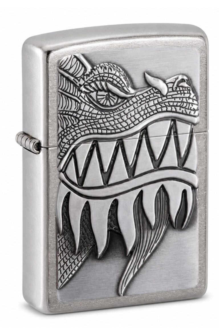 Fire Breathing Dragon Emblem Surprise Chrome Windproof Lighter