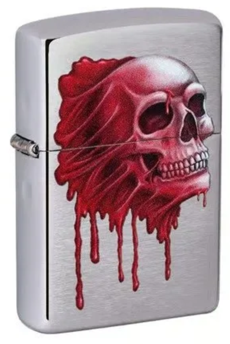 Gory Skull Design Windproof Lighter (Black Matte/Iron Stone)