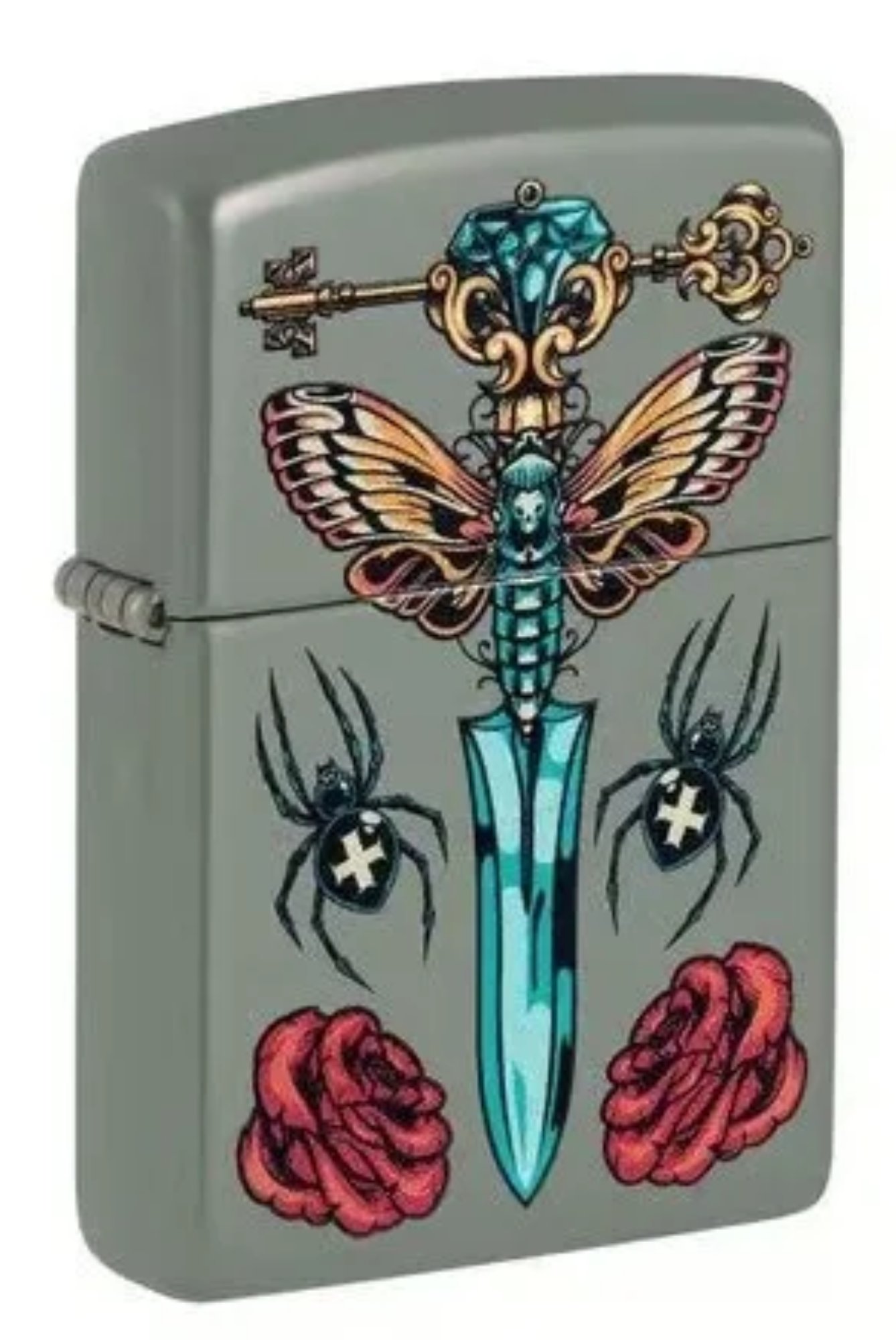 Gothic Dagger Design Black Matte Windproof Lighter
