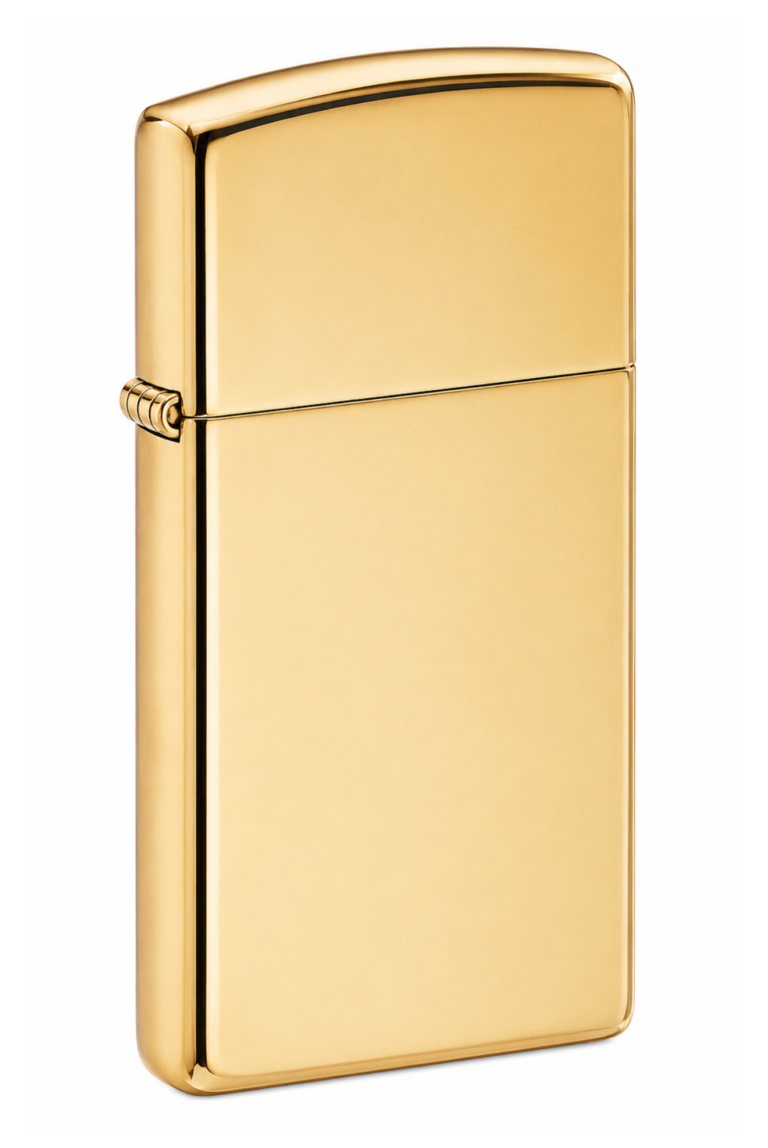 Slim High Polish Brass Windproof Lighter
