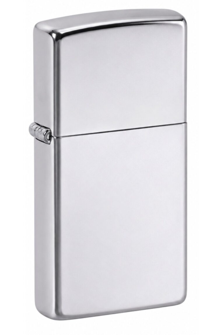 Slim High Polish Chrome Windproof Lighter