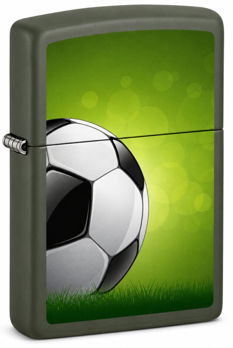 Soccer Ball Design Green Matte Windproof Lighter