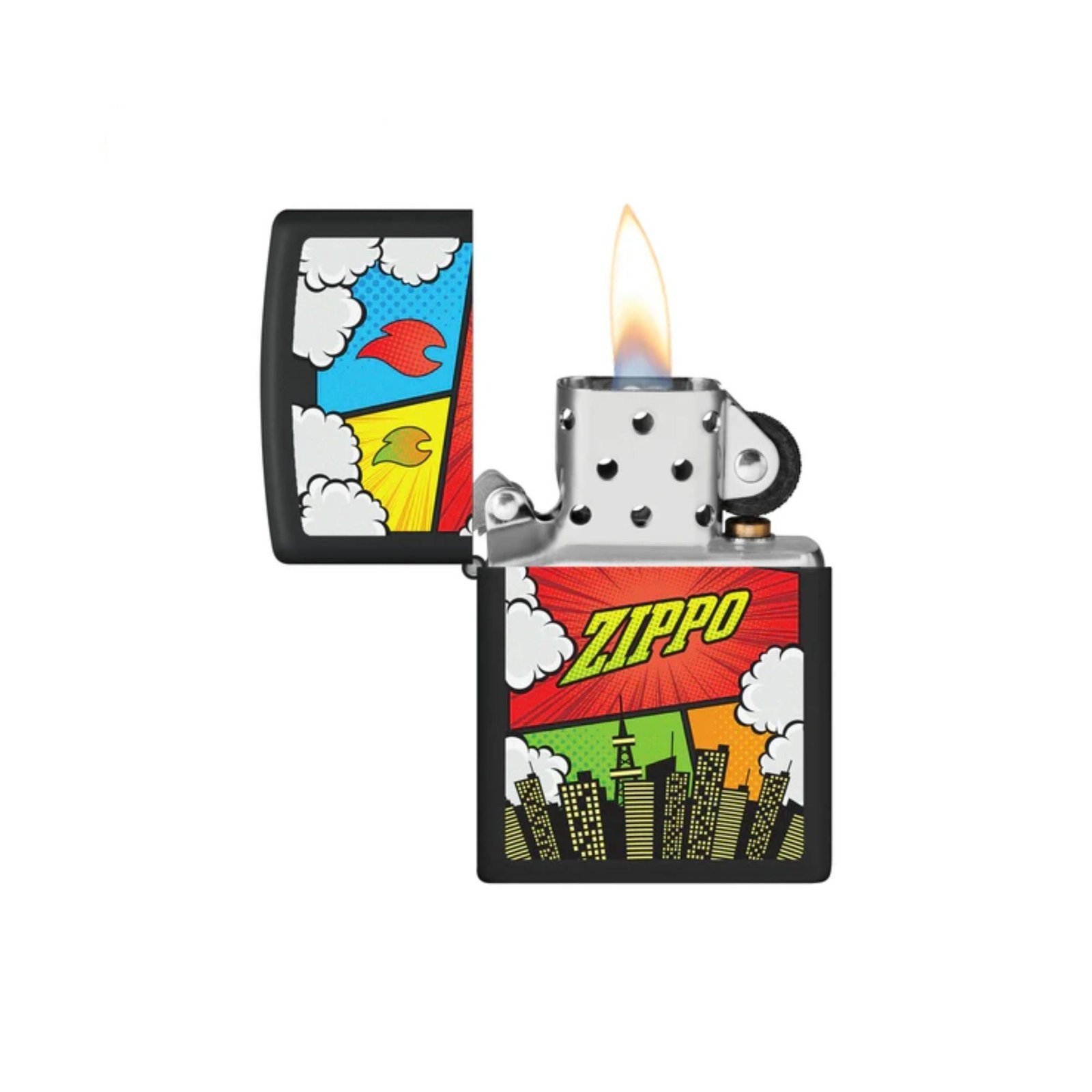 Comic Zombies Design Black Matte Windproof Lighter