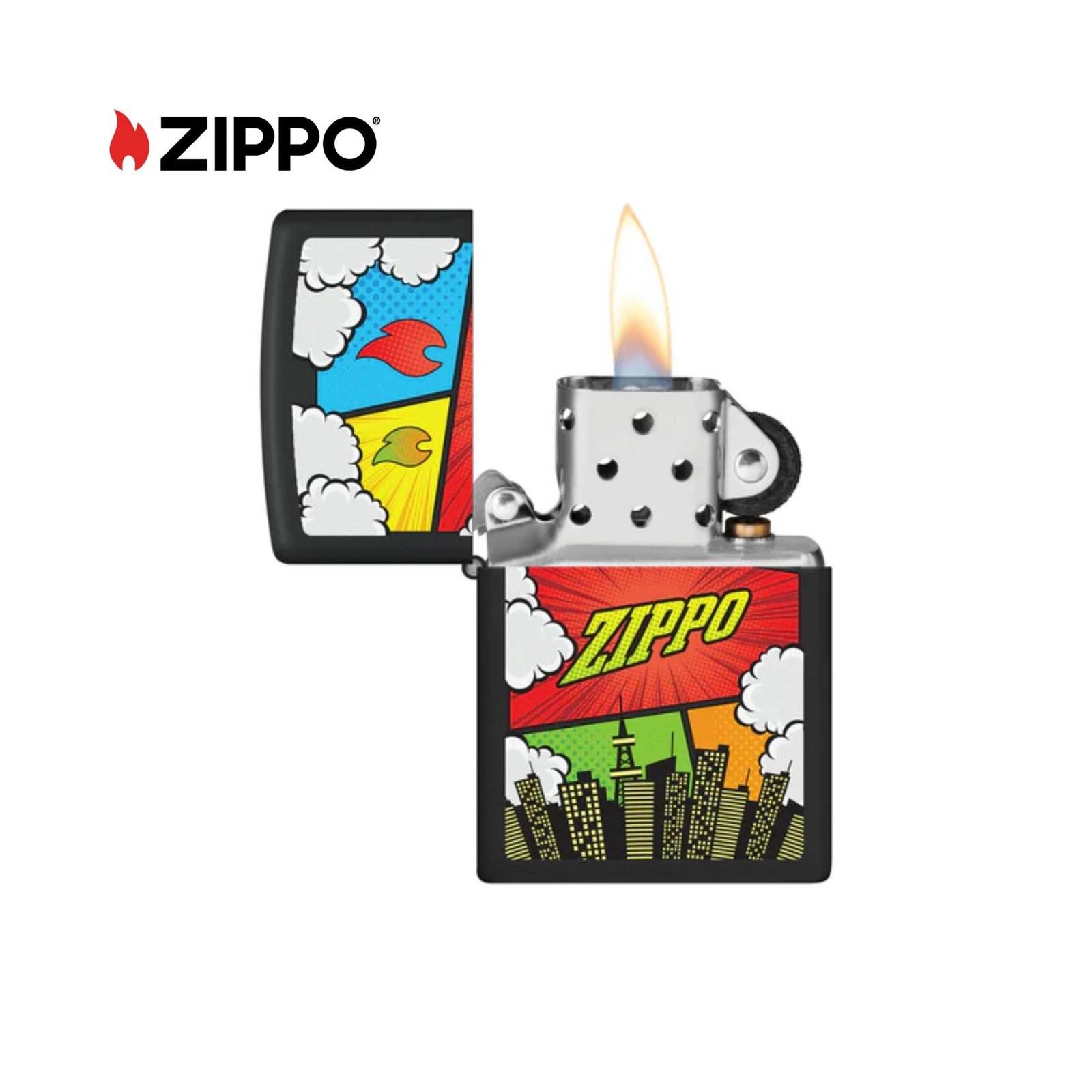 Comic Zombies Design Black Matte Windproof Lighter