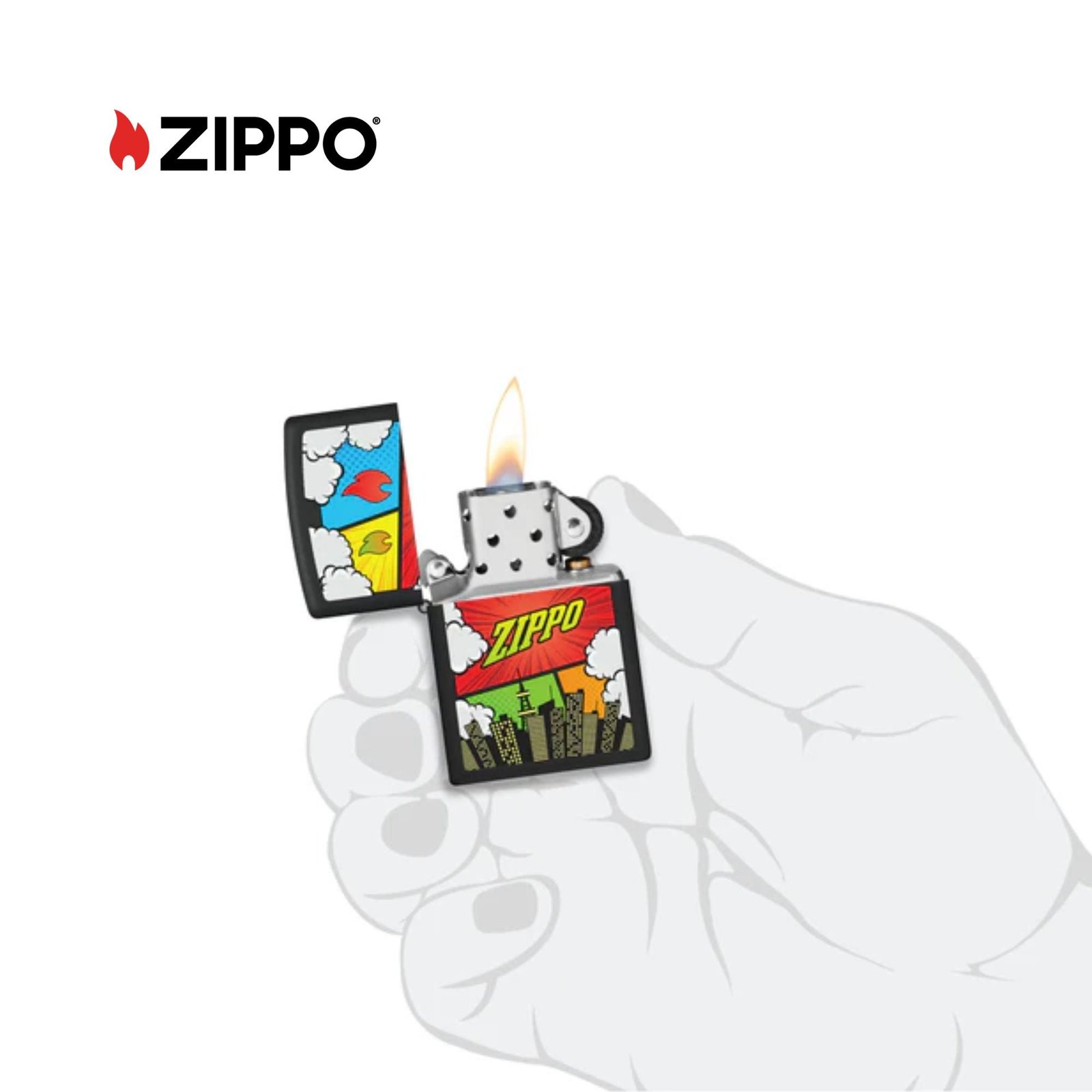 Comic Zombies Design Black Matte Windproof Lighter