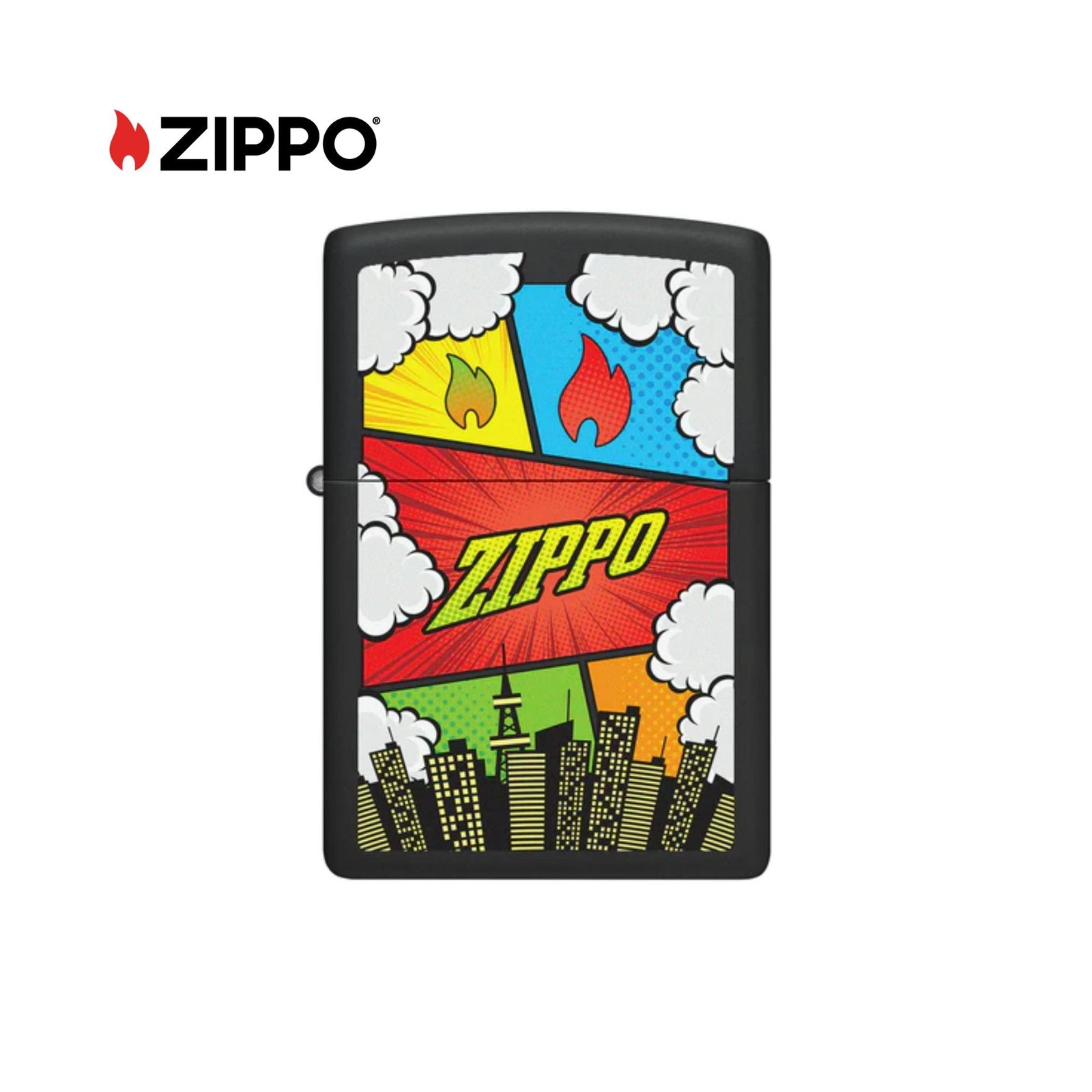 Comic Zombies Design Black Matte Windproof Lighter