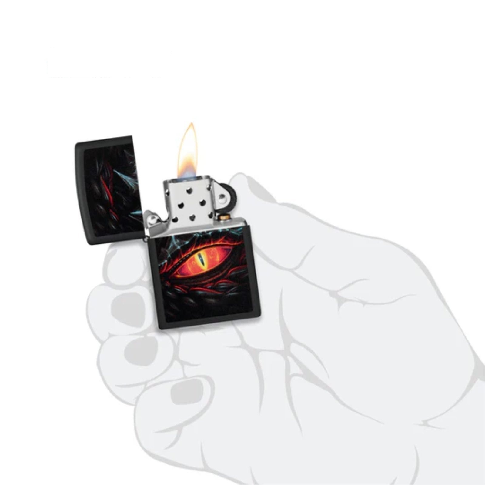 Glowing Dragon Eye Black Matte Windproof Lighter
