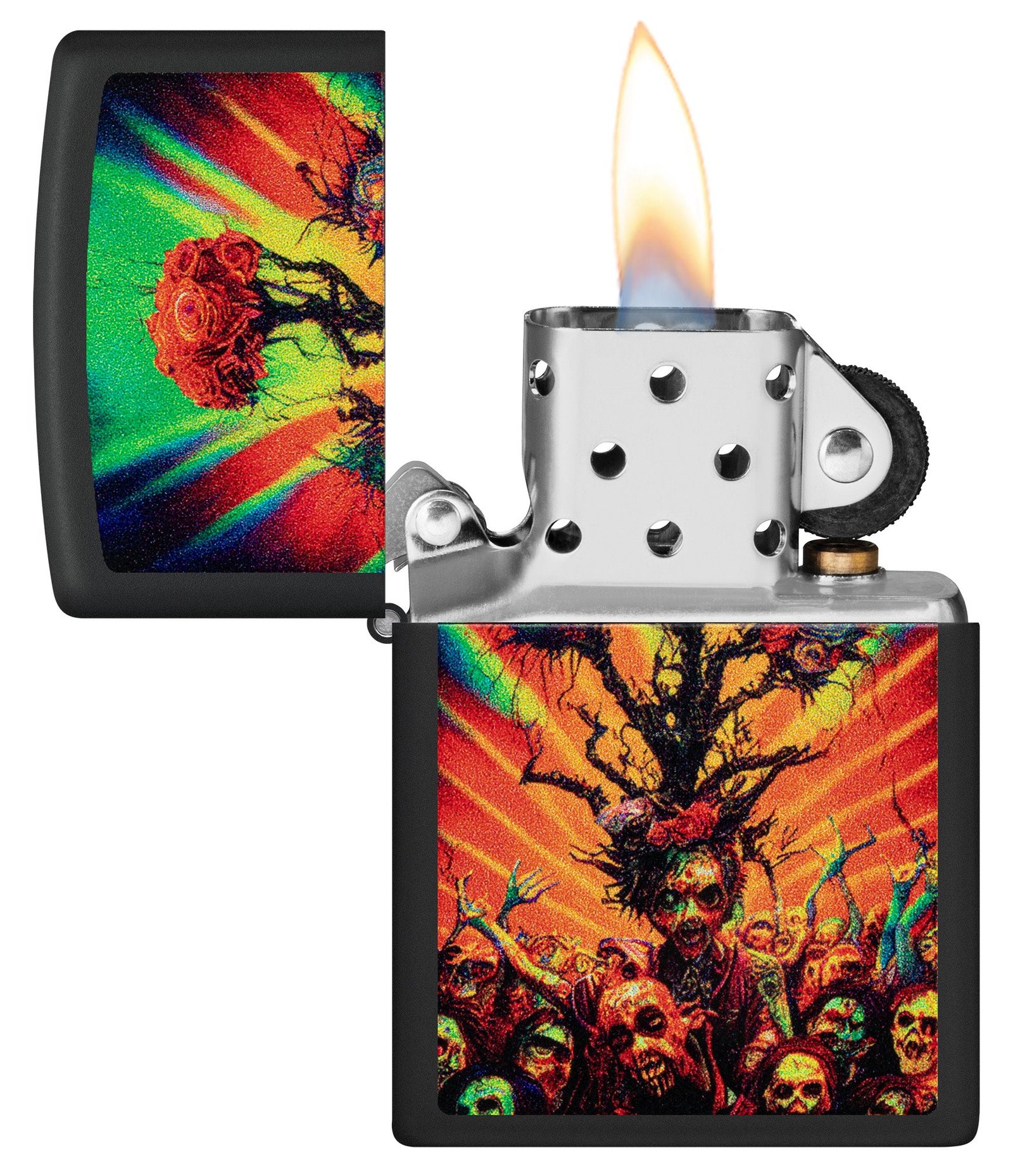 Abstract Zombie / Zombie Escape Black Matte Windproof Lighter