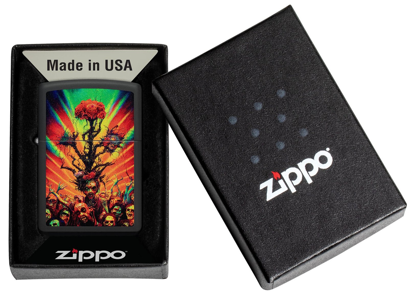 Abstract Zombie / Zombie Escape Black Matte Windproof Lighter