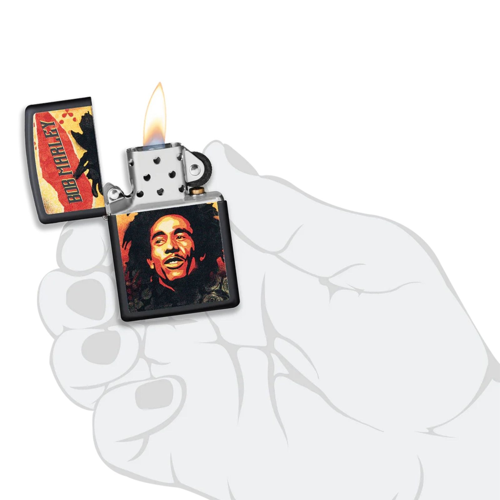 Bob Marley Color Image Black Matte Windproof Lighter