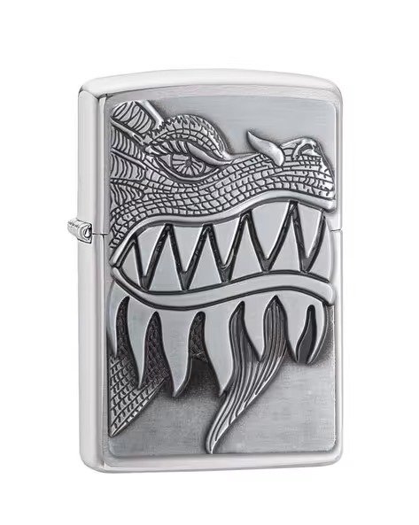 Fire Breathing Dragon Emblem Surprise Chrome Windproof Lighter