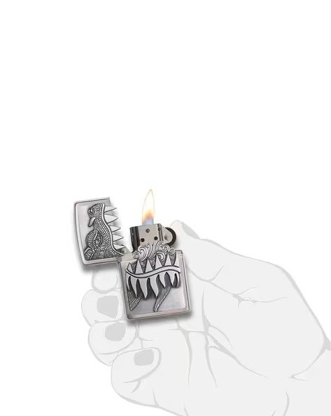 Fire Breathing Dragon Emblem Surprise Chrome Windproof Lighter