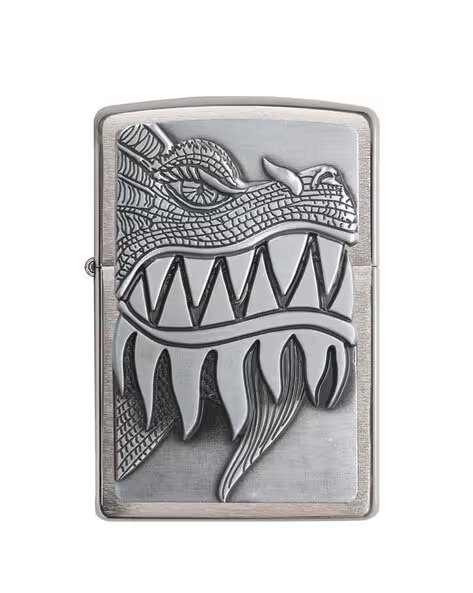 Fire Breathing Dragon Emblem Surprise Chrome Windproof Lighter