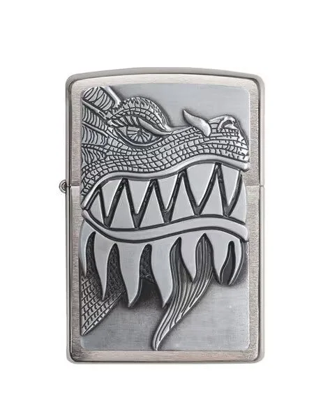Fire Breathing Dragon Emblem Surprise Chrome Windproof Lighter