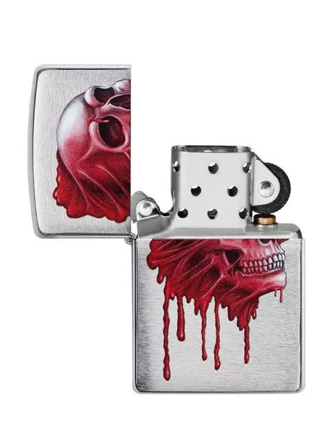 Gory Skull Design Windproof Lighter (Black Matte/Iron Stone)