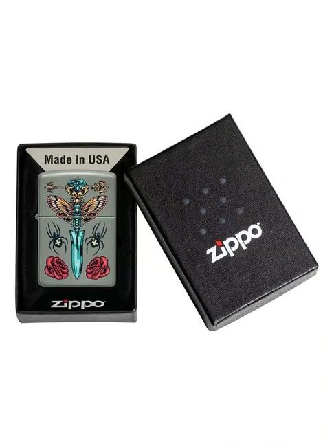 Gothic Dagger Design Black Matte Windproof Lighter