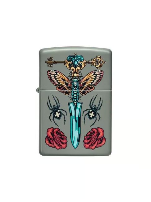 Gothic Dagger Design Black Matte Windproof Lighter
