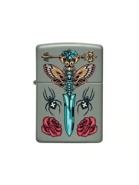 Gothic Dagger Design Black Matte Windproof Lighter