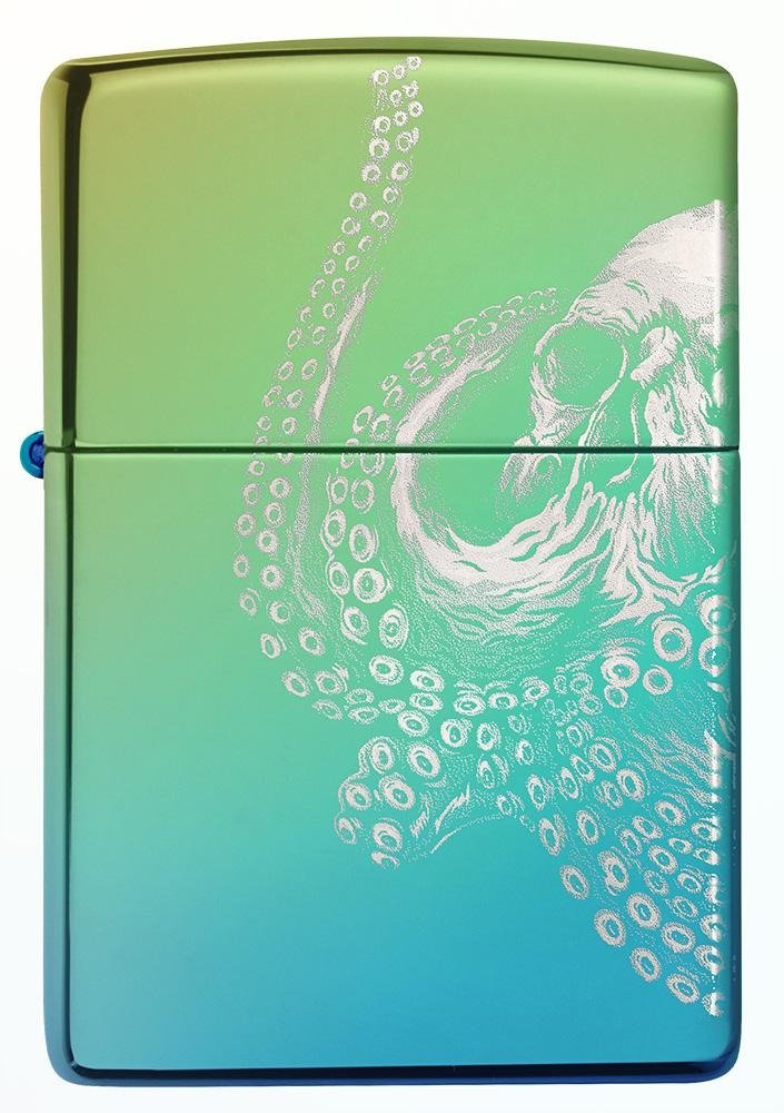 Octopus Design on Classic High Polish Green Windproof Lighter
