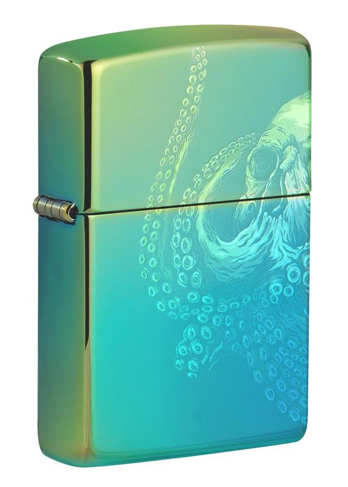 Octopus Design on Classic High Polish Green Windproof Lighter