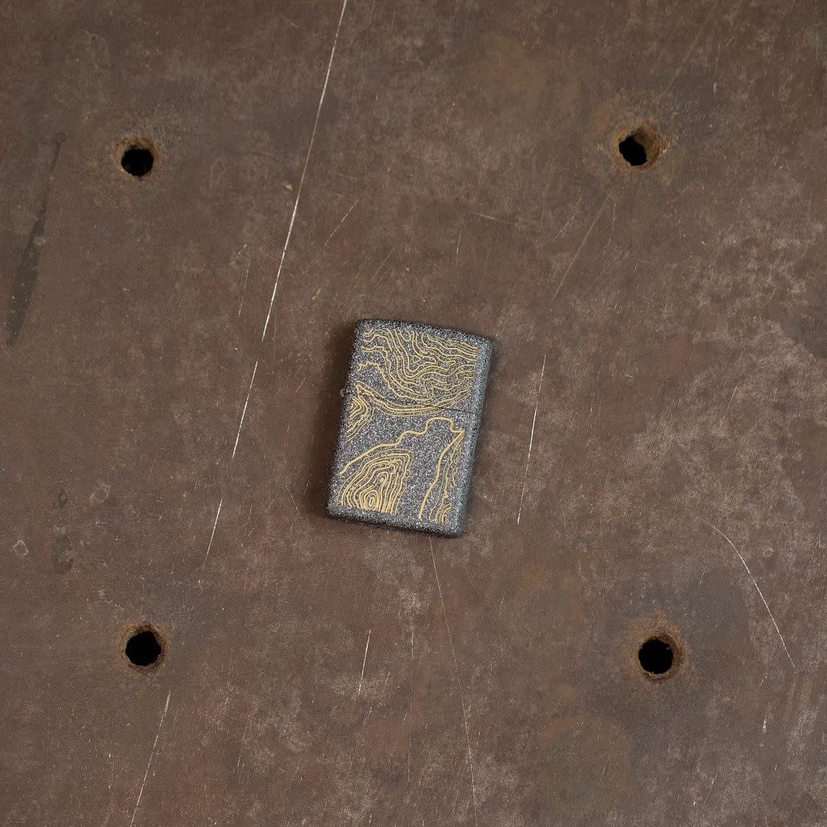 Topo Map Design Iron Stone Windproof Lighter