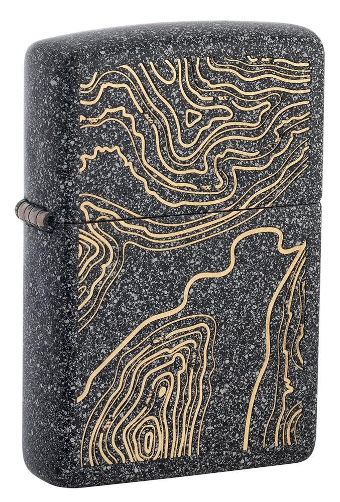 Topo Map Design Iron Stone Windproof Lighter
