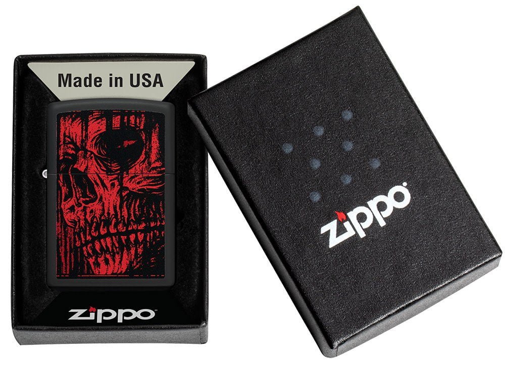 Skull Design Red Matte Windproof Lighter