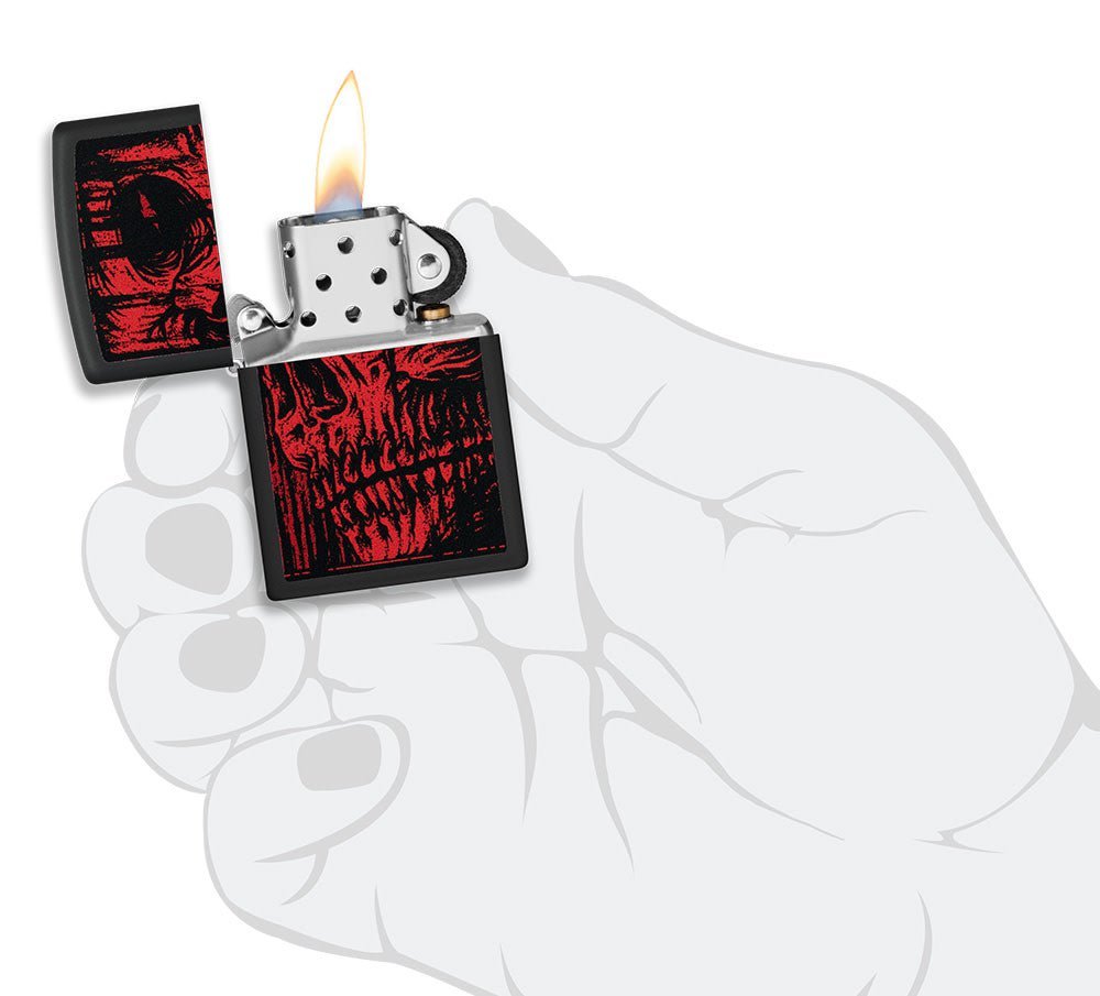 Skull Design Red Matte Windproof Lighter