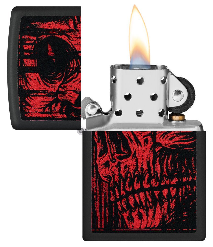 Skull Design Red Matte Windproof Lighter