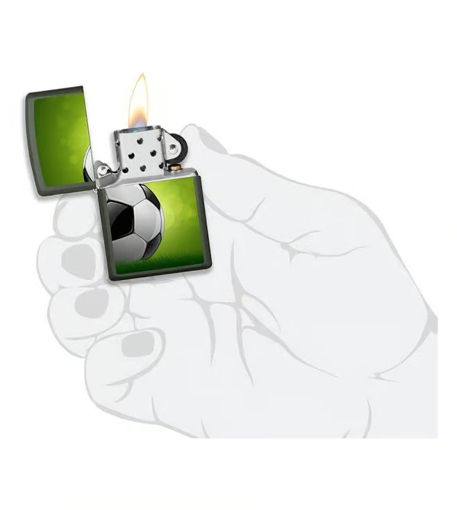Soccer Ball Design Green Matte Windproof Lighter