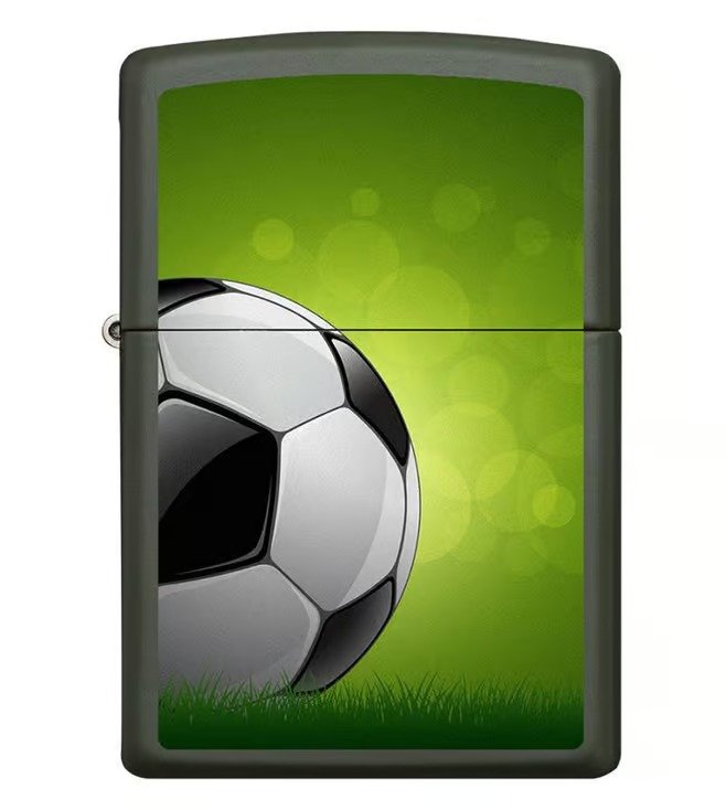 Soccer Ball Design Green Matte Windproof Lighter