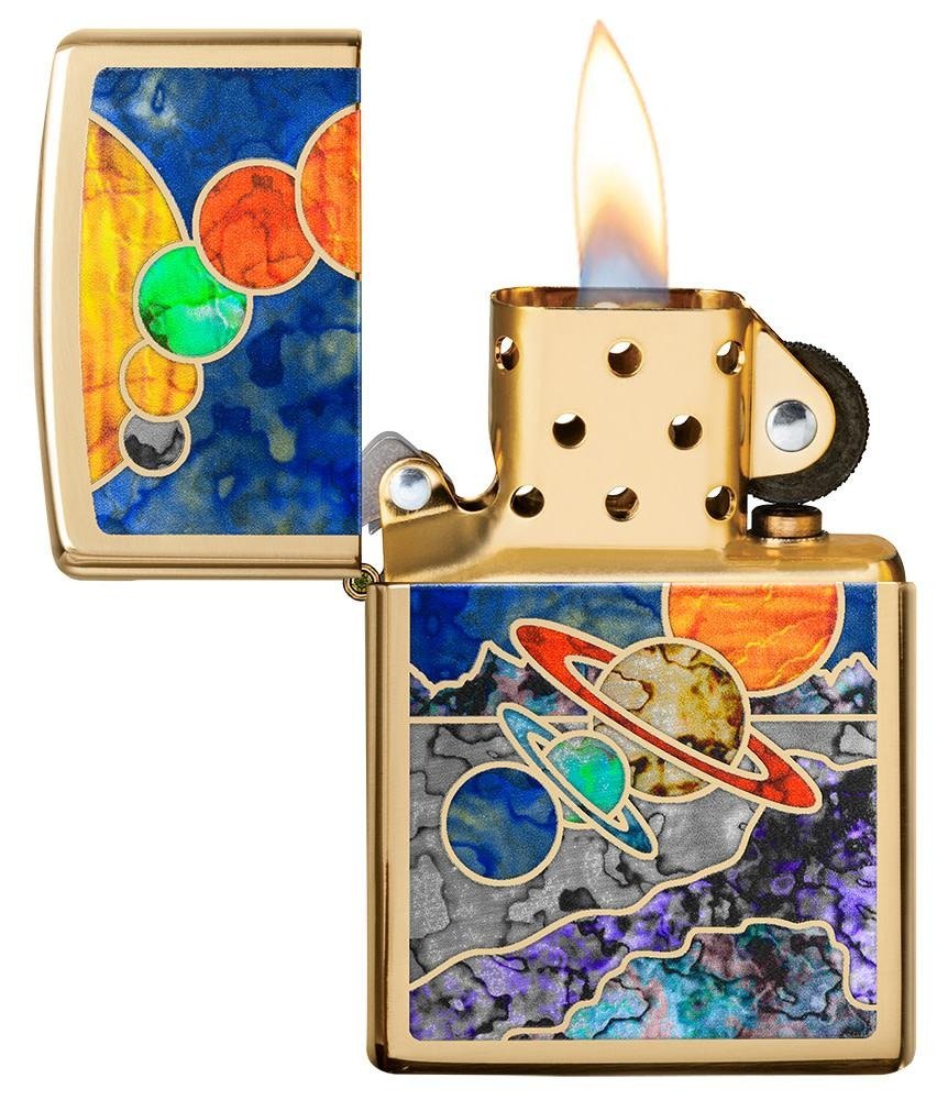 Fusion Space High Polish Brass Windproof Lighter