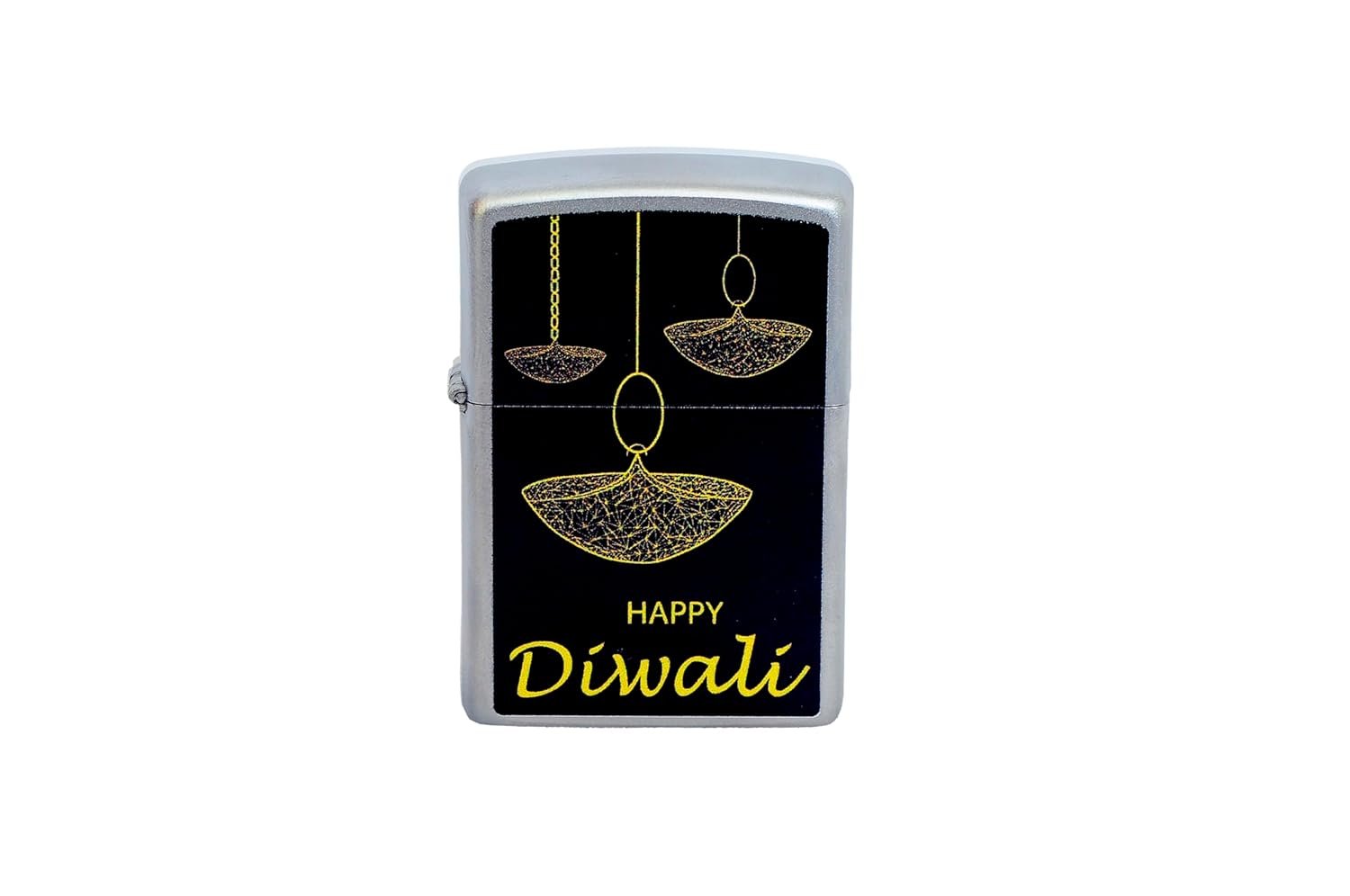 Happy Diwali Design Satin Chrome Windproof Lighter (India seasonal)