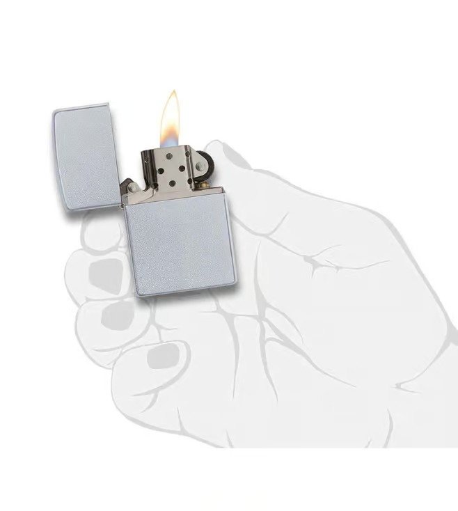Zippo Design Satin Chrome Windproof Lighter