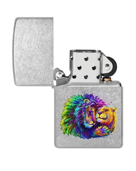 Lion Design Street Chrome Windproof Lighter