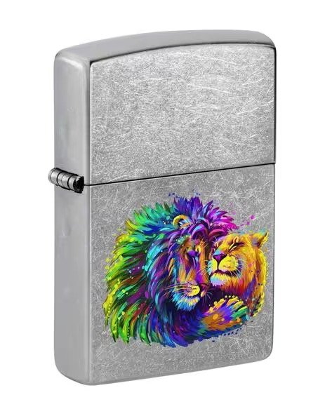 Lion Design Street Chrome Windproof Lighter