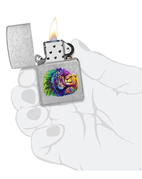 Lion Design Street Chrome Windproof Lighter