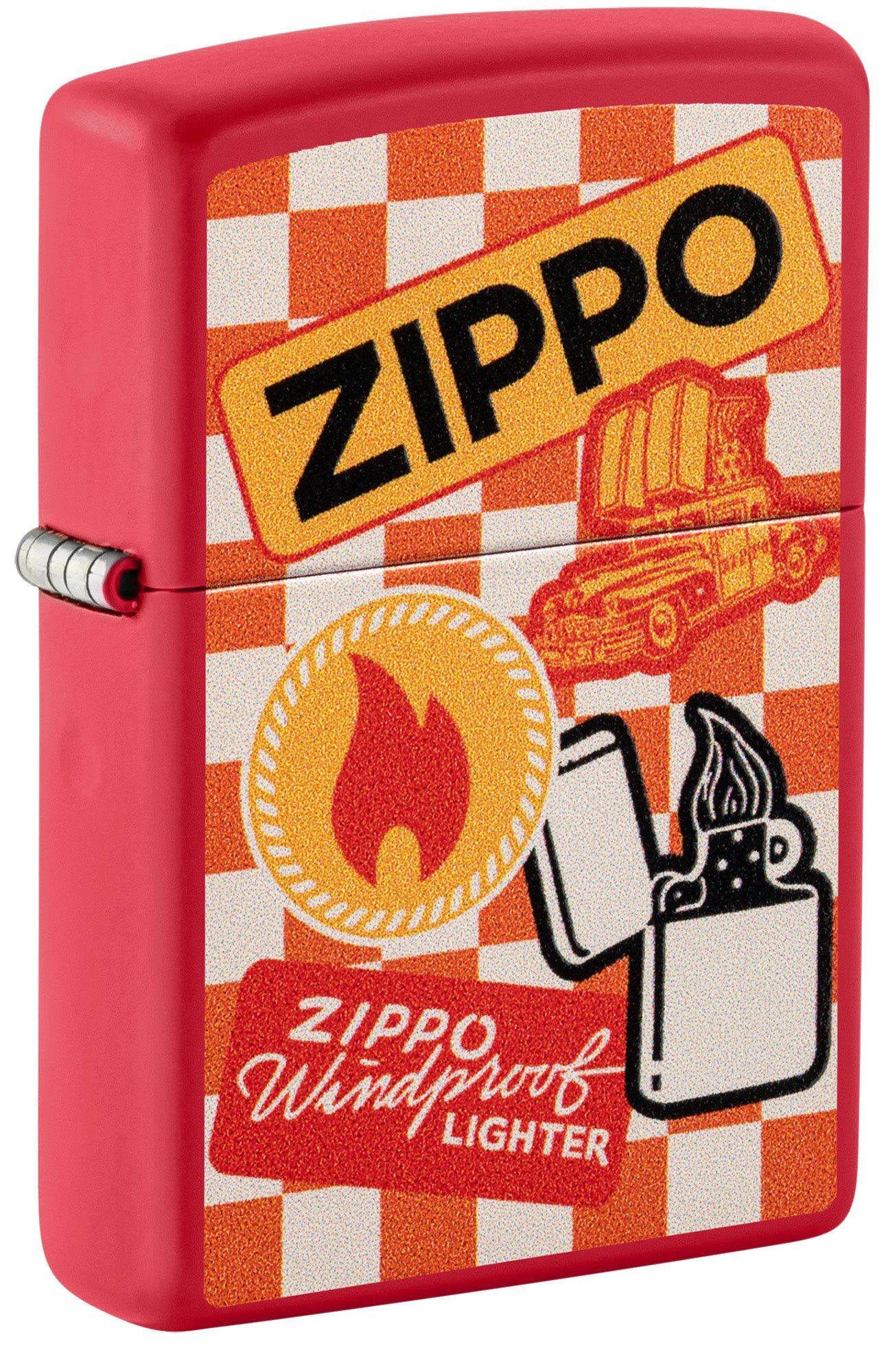 Retro Pattern / Retro Zippo Design Windproof Lighter (Red Matte)