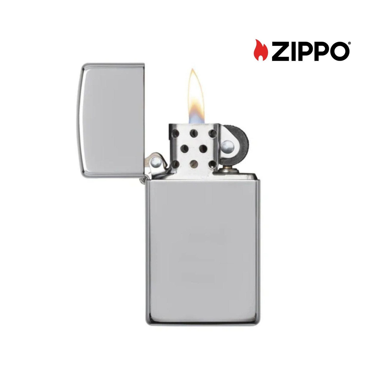 Slim High Polish Chrome Windproof Lighter