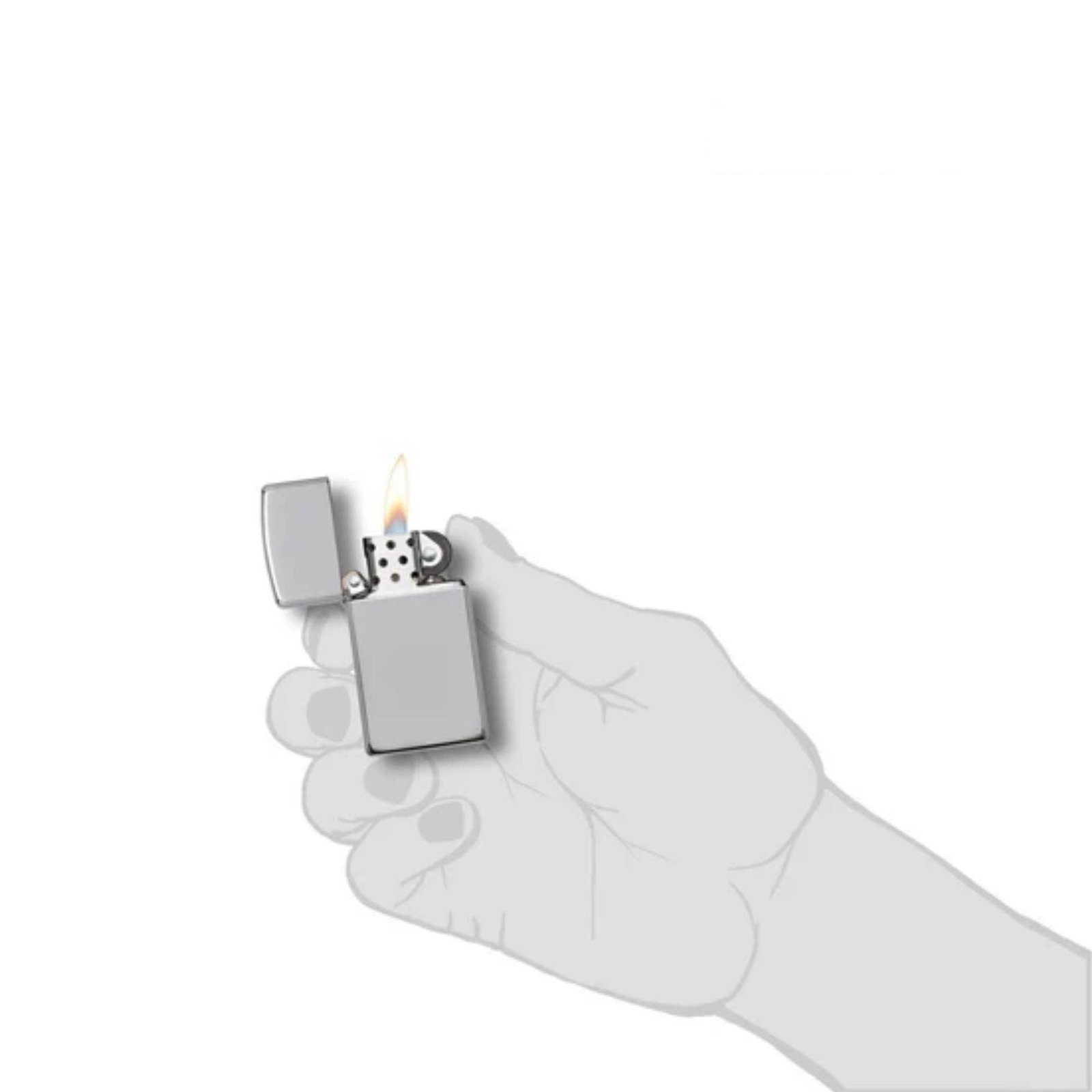 Slim High Polish Chrome Windproof Lighter