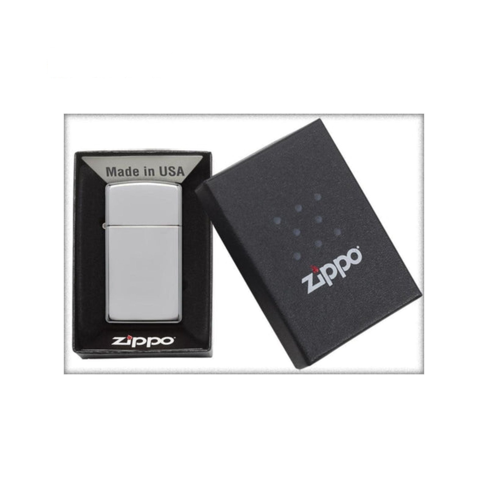 Slim High Polish Chrome Windproof Lighter
