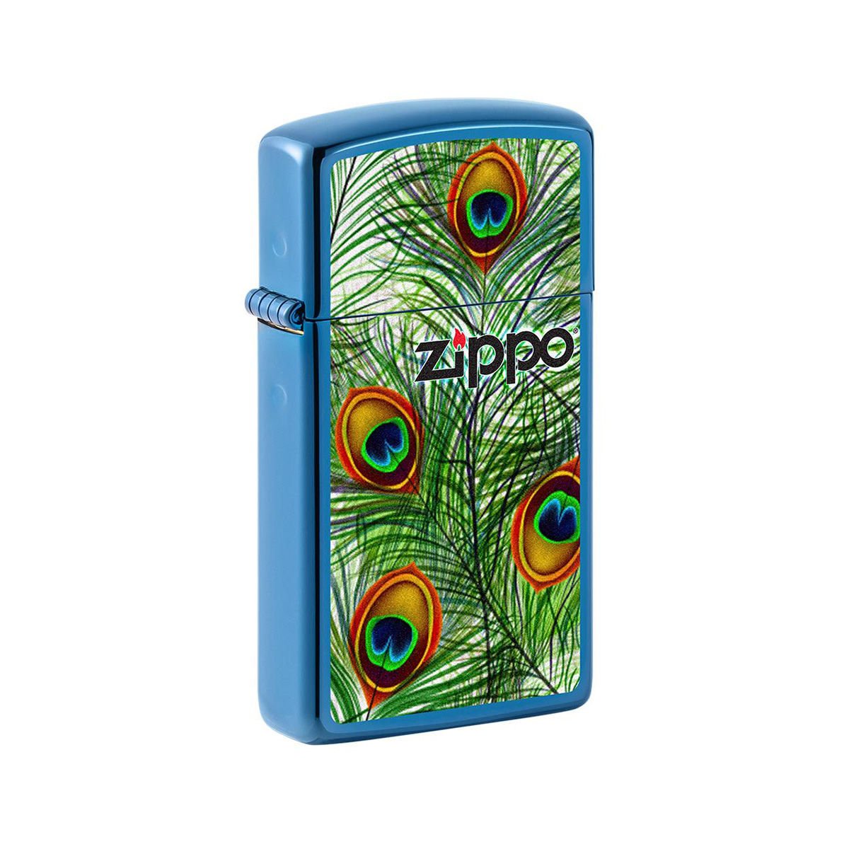 Slim Peacock Sapphire Design Windproof Lighter