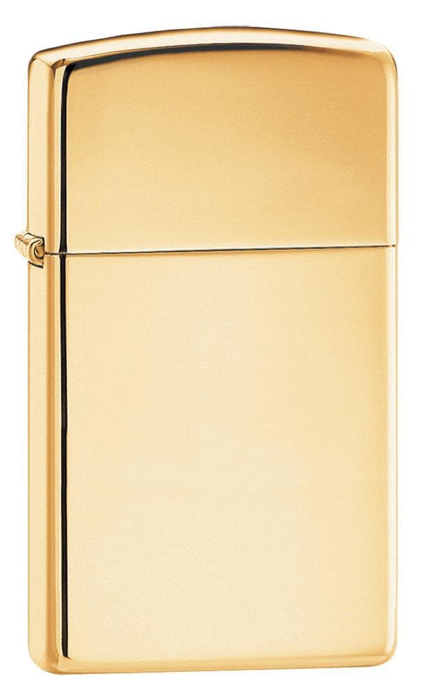 Slim High Polish Brass Windproof Lighter