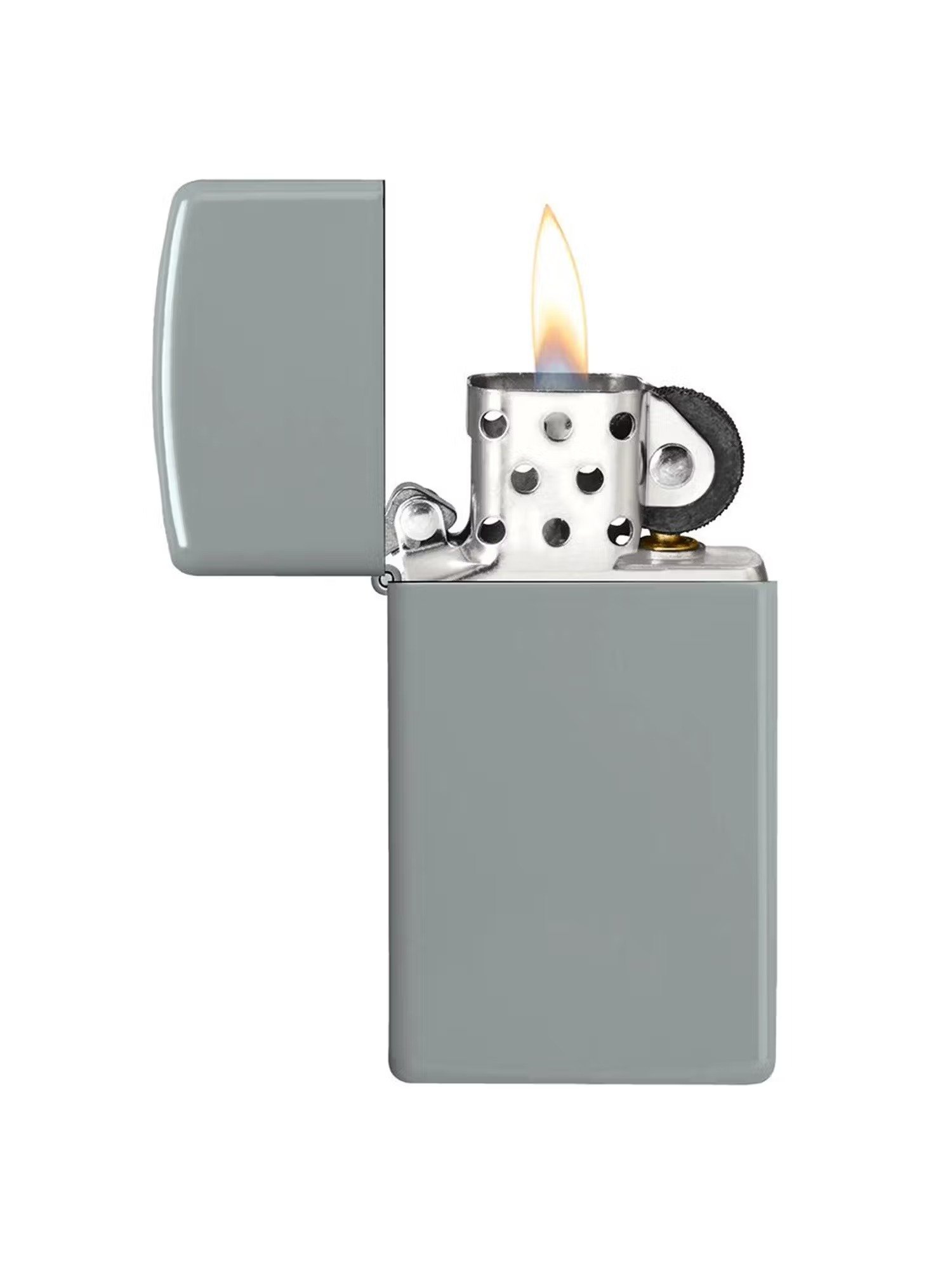 Slim Flat Grey Zippo Logo Windproof Lighter